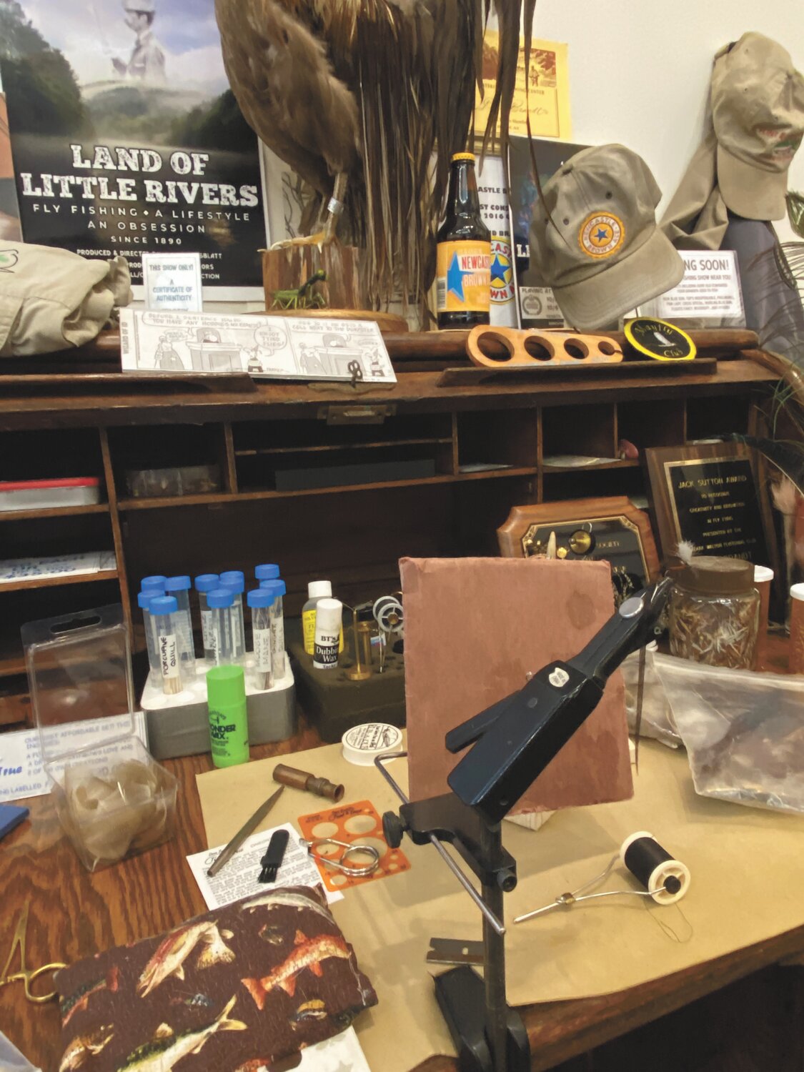 The fly tying desk owned by Dave Brandt, a legendary
conservationist and fly tier. Brandt died in 2020.